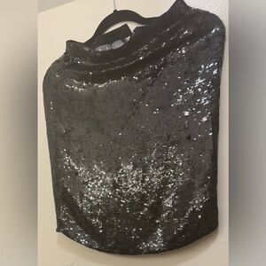 Sequin Black Women's skirt 100% silk with Ron lining